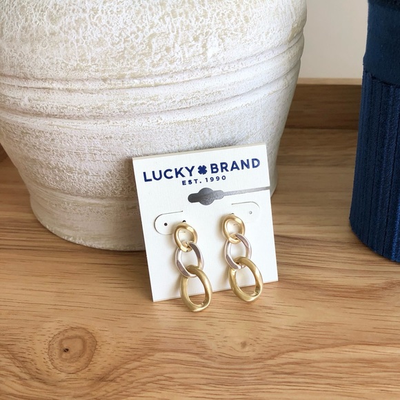 Lucky Brand Chain Link Earrings Gold and Silver - Picture 9 of 15